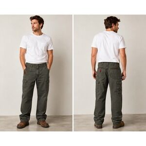 Vintage Wrangler RIGGS Workwear Cargo Pants Mens 36x36 Green Ripstop Utility Y2K